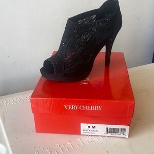 Black Satin Women's Heels